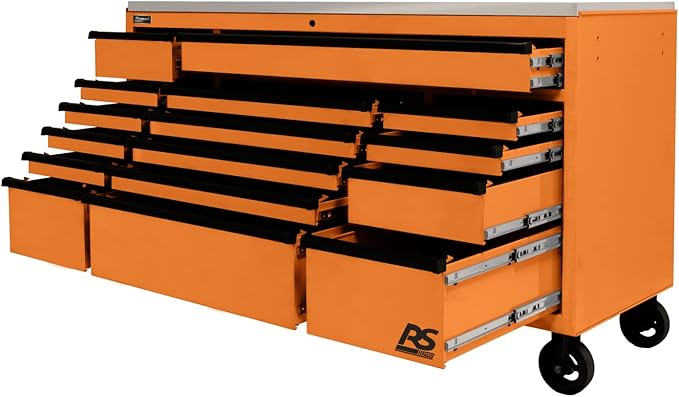 Homak 72” Roller Cabinet w/Stainless Steel Top RS Pro Workstation (Competition Orange)
