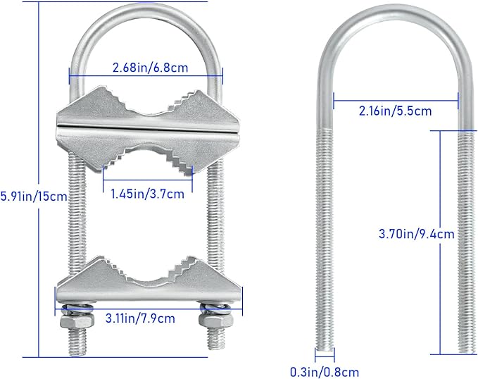 Double Antenna Mast Clamp V Jaw Block with U Bolts, Heavy Duty Mast to Mast Mount Bracket Kit for Outdoor Antenna 2 Sets