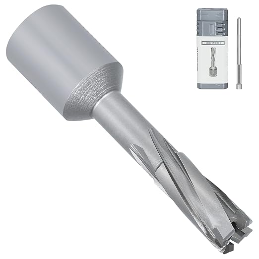 KEENTECH Carbide-Tipped Annular Cutter, 7/16" Diameter x 1-3/8" Depth, 3/4" Weldon Shank (2 Flat), High Speed Cutting TCT Mag Drill Bit with Pilot Pin for Harder Material, Stainless Steel, Cast Iron