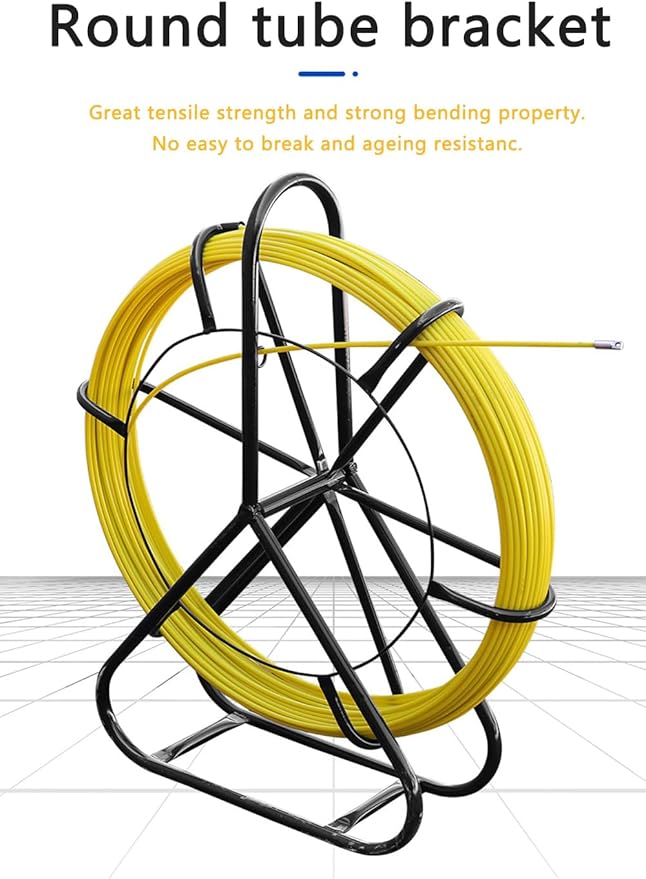 Fish Tape Fiberglass 6MM 328FT Fish Tape Puller Fiberglass Wire Cable Running with Cage [6mm*100m]