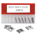 10.5mm Square Carbide Inserts Cutters Tungsten Carbide Reversible Blades Replacement Knives 10.5×10.5×1.5mm-35° for Woodworking Spiral/Helical Planer Cutter Head or Wood Turning Lathe Tools 10 Pcs