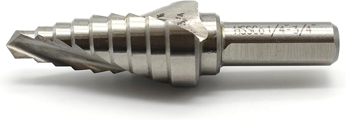 TEMO M35 Cobalt Spiral Flute Type Step Drill, 9 Size from 1/4 Inch To 3/4 Inch, 3/8 Inch Shank