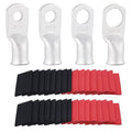 62PCS 2 AWG Tinned Ring Terminal Heat Shrink Tubing Set Copper Wire Lugs 2 Gauge 5/16", 3/8", 1/4", 1/2", 30Pcs Battery Cable Ends and 32PCS Heat Shrink Tubing