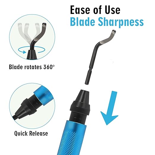 Deburring Tools,7pc,High Grade Swivel Blades,Metal Handle Deburr Tool for Metal, Resin, PVC Pipes, Copper, Plastic and 3D Printed,Hole Internal Chamfer Tool Removing Burr