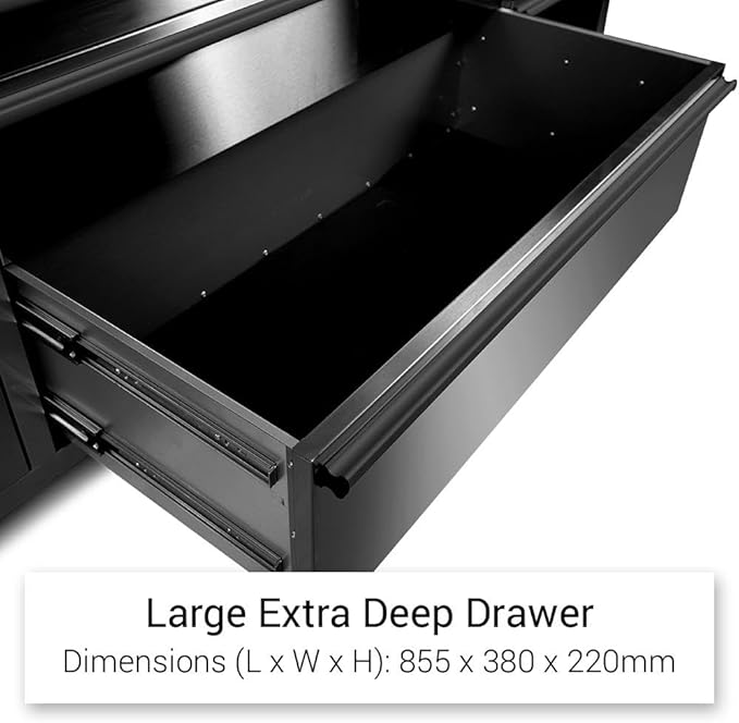 72 inch 15 Drawers Tool Chest with 3 Up Cabinet & Pegboard in Stainless Steel (Black)