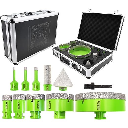 Diamond Core Drill Bits Set - Tile Hole Saw Kit 6/8/10/25/35/50/75/127MM+20F with 2" Diamond Beveling Chamfer Bits for Porcelain Ceramic Tile Granite Marble(11PCS)