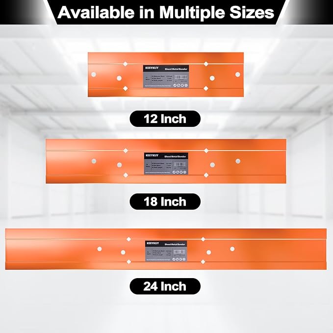 Sheet Metal Bender Folding Tool, 24 Inch Hand Seamer for HVAC Ductwork, Roofing & Metal Panels, 3/8" & 1" Fold Depth, Heavy Duty Steel Brake with High-Visibility Orange Finish