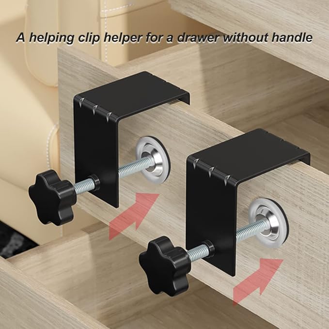 JEEJINYAN® 4 Pcs C Clamps, Drawer Front Installation Clamps, Cold-Rolled Steel Clamps for Woodworking, Can Be Used as Door Installation Tools and Cabinet Tools, Black