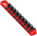 Ernst Manufacturing 8-Inch Magnetic Socket Organizer with 9 3/8-Inch Twist Lock Clips, Red (8411M-Red-3/8)