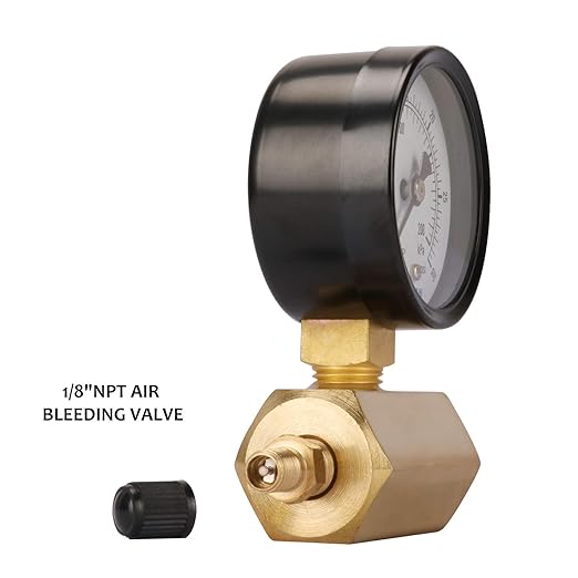 MEASUREMAN 2" Brass Gas Pressure Test Gauge Assembly, 3/4" FNPT Connection, 0-30 psi/kpa, +/-3-2-3% Accuracy