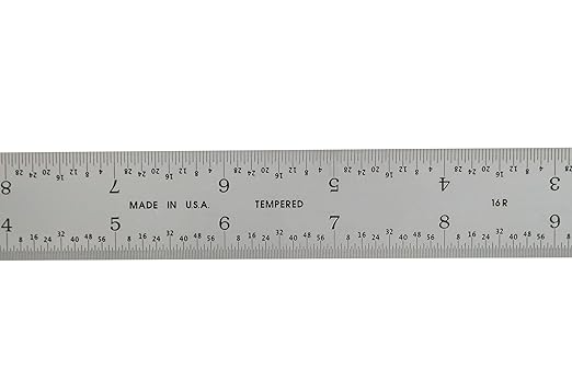 12-Inch Replacement Blade for Combination Square – 16R Graduations (1/32", 1/64", 1/50", 1/100") | Hardened Steel, Etched & Black-Filled (Blade Only)