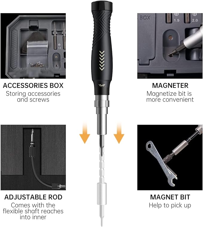 JAKEMY Professional Screwdriver Set for Electronics Repair - Computer Screwdriver Kit with 126 Magnetic Precision Bit Set and Opening Tool Kit for Laptop, MacBook, iPhone, Tablet, Watch, Modding, DIY