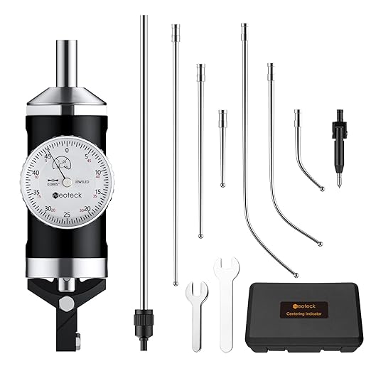 Neoteck Coaxial Centering Indicator 0-0.15''/0.0005'' Diall Indicator Set with Storage Case Accurate Co-Ax Indicator for Milling Machine Center Test Dial