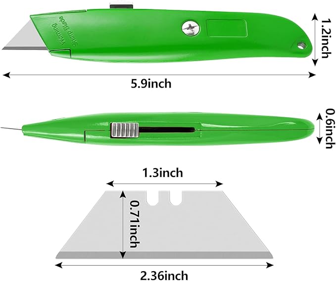 DIYSELF Utility Knife, 20 Pack Heavy Duty Box Cutter Retractable, Box Cutter Knife, Box Opener, Cardboard Cutter, Utility Knives for Garage, Home and Office, Box Cutters for Daily Use (Green)