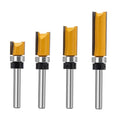 Flush Trim Router Set for Woodworking - Cabinet, Rabbeting, Tongue & Groove(Router Bit-1/4 Inch Shank-4 pcs Straight)