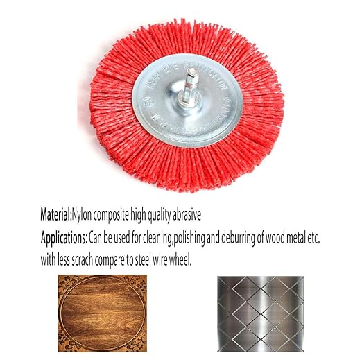 3Pcs Abrasive Wire Wheel Brushes Assorted Nylon Brush Set 3Inch/4" for Drill with 1/4" Shank