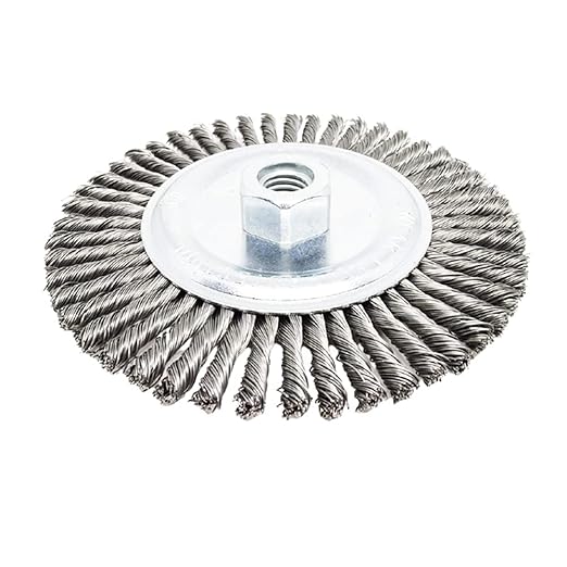 Benchmark Abrasives 6" x 1/4" Stringer Bead Wire Wheel with 5/8"-11 Thread, for Weld Cleaning, Weld Spatter Removal, Stripping, Deburring, Use with Angle Grinders - (6" x 1/4") (Carbon)