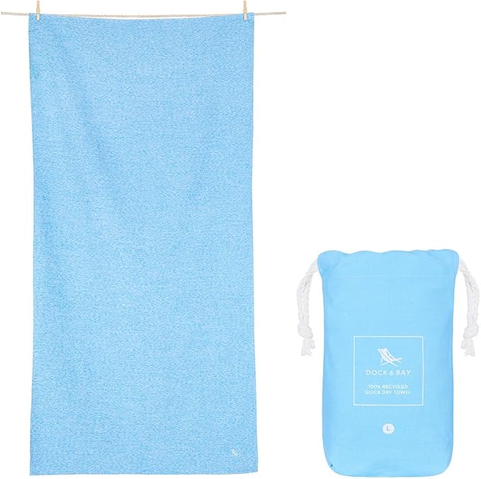 Dock & Bay Beach Towel - Quick Dry, Sand Free - Compact, Lightweight - 100% Recycled - Includes Bag - Set of 6 - Essentials, Large (160x90cm, 63x35)