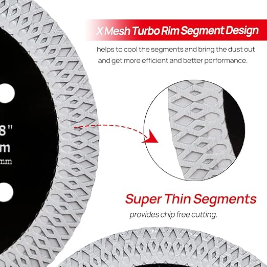 DT-DIATOOL Diamond Tile Blade 3-3/8" (85mm) Cutting Porcelain Tile Ceramic Marble Granite Circular Saw Blade with X Mesh Segment Arbor 10mm-15mm Pack of 5