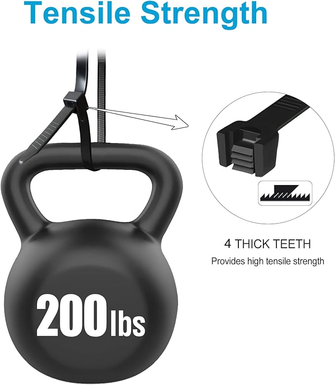 Long Zip Ties Heavy Duty 24 inch, Large Zip Ties with 200 lbs Tensile Strength, Big Cable Ties, Black, 250 Pack, by GAIIAN