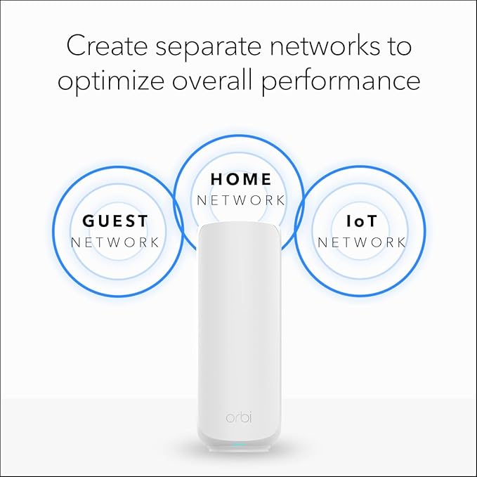 NETGEAR Orbi 370 Series Dual-Band WiFi 7 Mesh Network System for Home (RBE374) - Wireless Router + 3 Extenders, Security Features, 5 Gbps, Covers 8,000 sq.ft., 70 Devices, 2.5GB Internet Port, BE5000