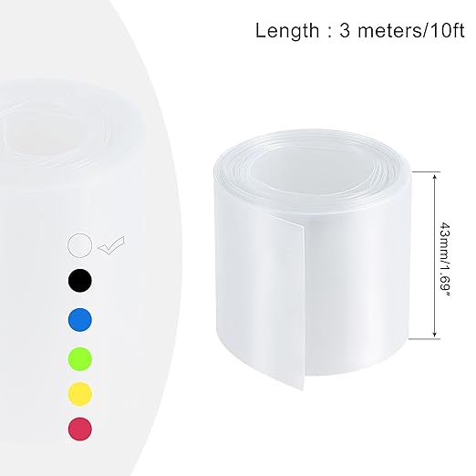 MECCANIXITY Battery Wrap PVC Heat Shrink Tubing 26mm Dia 43mm Flat 10 Feet(3meters) Clear Good Insulation for Battery Pack