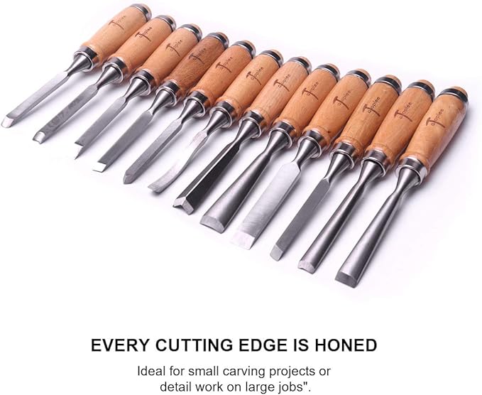 ATOPLEE 12pcs Wood Carving Tools for Woodworking,Professional Wood Chisel Set with Premium Case and Roll Up Bags for Carpenter Craftsman Gift in Most Wood Carving Project