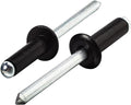 Linkup 120pcs pack 3/16" x 5/8" Black pop blind Rivets, 4.8mm x 16mm Black pop rivets,Aluminum Body Steel Mandrel Rivets (Black),Dome Head aluminum rivets