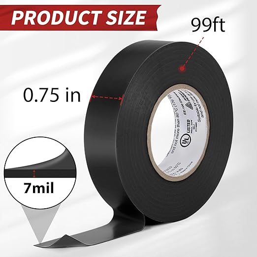 Avery Dennison Electrical Tape, 6 Rolls Commercial Grade PVC Electric Tape, UL/CSA Listed ¾ in x 99 ft Insulating Vinyl Tape for Electrical, Repairs, Automotive and Equipment, EC-800, Black