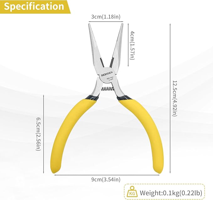 BOOSDEN 5" Needle Nose Pliers, Long Nose Pliers Set with Side Cutter,Mini Fine Needle Nose Pliers with Comfort Grip, Precision Small Needle Nose Pliers for Electronics, Craft, Jewelry Making, 5 PACK