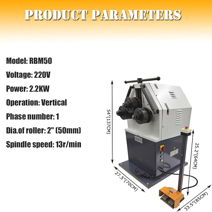 Roll Bender Bending Steel Machine Pinch Roll Bender Bending Steel Machine 220V 2.2KW