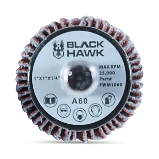 BHA Aluminum Oxide Shank Mounted Flap Wheels, 1” x 1” x 1/4”, 60 Grit - 5 Pack