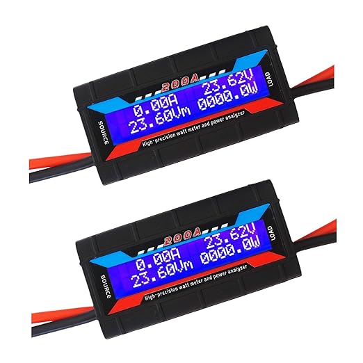 200A Watt Meter High Precision Monitor, DC 0-100V Voltage Amp Tester, Power Analyzer Multimeter, Set of 2, for RC,Solar Panel, Wind Power