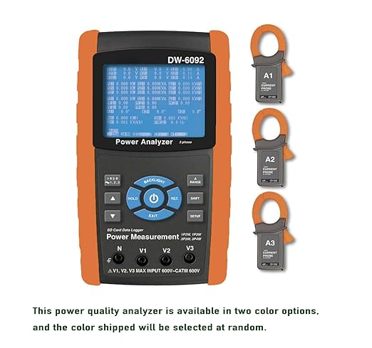 DW-6092 3 Phase Power Quality Analyzer Three Phase Power Quality Meter Tester Real Time Data Recorder Logger with 3 PCS CP-1200 Current Probes 20A 200A 1200A | 1P/2W, 1P/3W, 3P/3W, 3P/4W