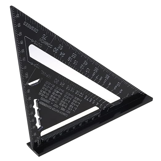 7 inch Rafter Square Aluminum Alloy Double Scale Triangle Ruler Angle Ruler Carpenter Triangle Square Rafter Tool Mensurement Tool for Woodworking and Carpentry