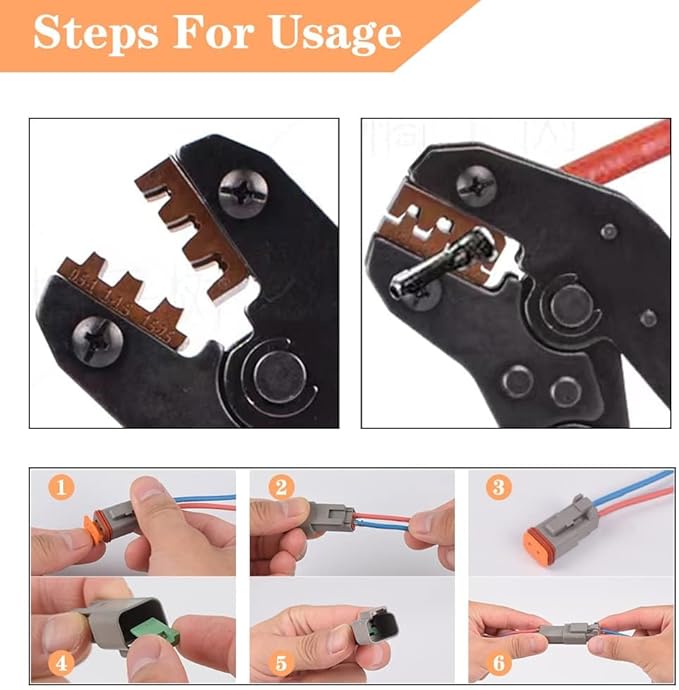 174Pcs 12 Kits DT Connector Kit With Ratcheting Wire Crimper for Deutsch Connector, 2 3 4 6 8 12 Pin Connectors Automotive Electrical Connectors With Size 16 Stamped Contacts IP68 Waterproof