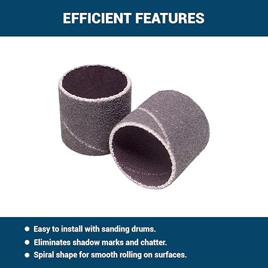 Benchmark Abrasives 1" x 1" Aluminum Oxide Abrasive Spiral Bands for Rotary Tools, Drum Sleeves for Sanding Deburring Blending Polishing on Metals Plastic Wood Rubber (10 Pack) - 36 Grit