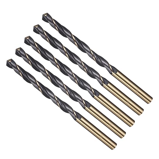 Drill Bit, 6mm Cutting Diameter, 4341 HSS Gold and Black 118° Cutting Angle Number Jobber Bits - (Applications: for Drilling Soft Metal Plastic Wood), 5-Pieces