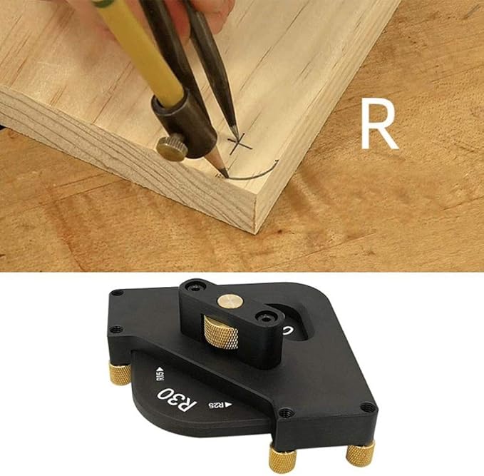 8 in 1 Aluminum Alloy Corner Radius Routing Templates Aluminium Alloy Router Templates for for Trimmer R10 R15 R20 R30, T15 T20 T25 T30 Half Round Corner Radius Quick-jig