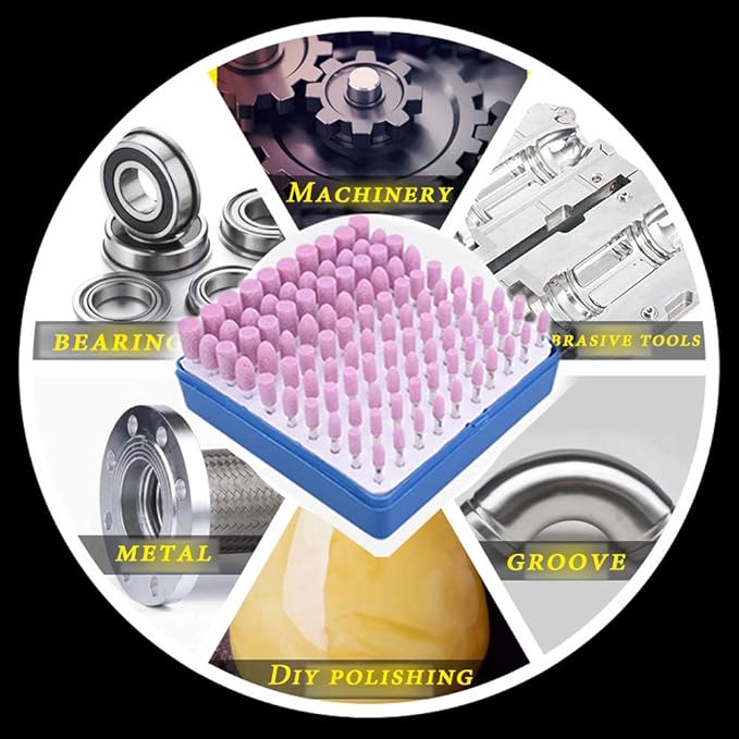 100 pcs Abrasive Stone Points Electric Grinding Dremel Accessories Polishing Grinding Head Wheel Tool Kit for Dremel Rotary Tool (Red)