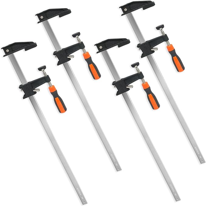 Woodworking Clamps, 4-Pack 36 Inch Long Bar Clamps, Heavy Duty Adjustable and Quick Release, 2.5 Inch Throat Depth, 600 Lbs Force