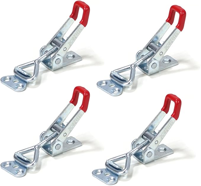 POWERTEC 4PK Toggle Clamp, 220 lbs Holding Capacity, 4001 Adjustable Pull Action Latch for Smoker, Tool Box, Woodworking Jigs and Fixtures, Cabinet, Tool box, Door (20311)