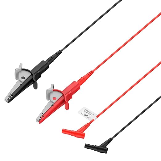 Proster Banana to Alligator Clip - Test Leads CATIII 1000V 10A with Alligator Clip, Insulated Copper Conductors Safety Cables for Multimeter, Electrical, Automotive & Home Testing