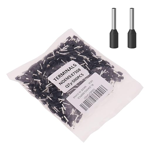 500PCS Wire Ferrule Terminals Connectors, AWG20/0.75mm² Black Insulated Crimp Pin Terminals Nylon Copper Crimp Ferrules Wire Connector Sleeves for Electrical Projects/Chemical Industry, etc.