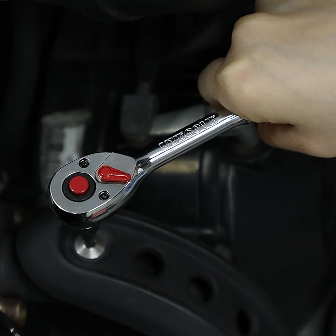 1/4 Inch Drive Ratchet Wrench, 1/4 Ratchet, Socket Wrench, 72-Tooth Quick-release Reversible Cr-Mo Head, Chrome Steel Made - 5.9''15cm