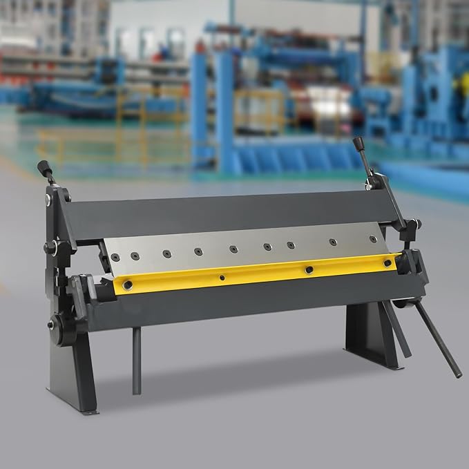 24" Pan and Box Brake, W-2420A Industrial Metal Bender &Sheet Metal Pan Blue with Removeable Fingers 0-135° Bending Precision