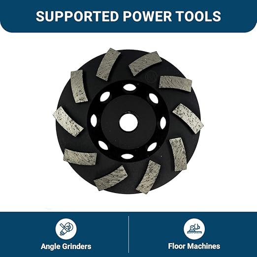 Benchmark Abrasives 4 Inch Grinder Wheels Threaded Swirly Turbo Diamond Cup Wheel with 5/8"-11 Arbor Hole for Masonry, Natural Stone, Concrete Grinding Wheel - Angle Grinder Attachments (4”)