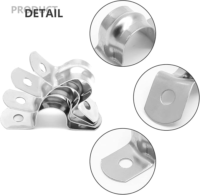 30Pcs 1/2 Inch Stainless Steel Conduit Clamps, Two Hole Strap U Bracket Rigid Pipe Strap Metal U Clamp Conduit Strap Tension Clips U-tube Clamp Heavy Duty