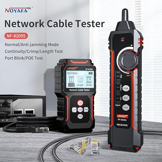 NOYAFA NF-8209S Upgrade Advanced Network Cable Tester with PoE& NCV, Cable Length Test, Port Flashing, Multifunction Anti Interference Scanning Modes Wire Tracker