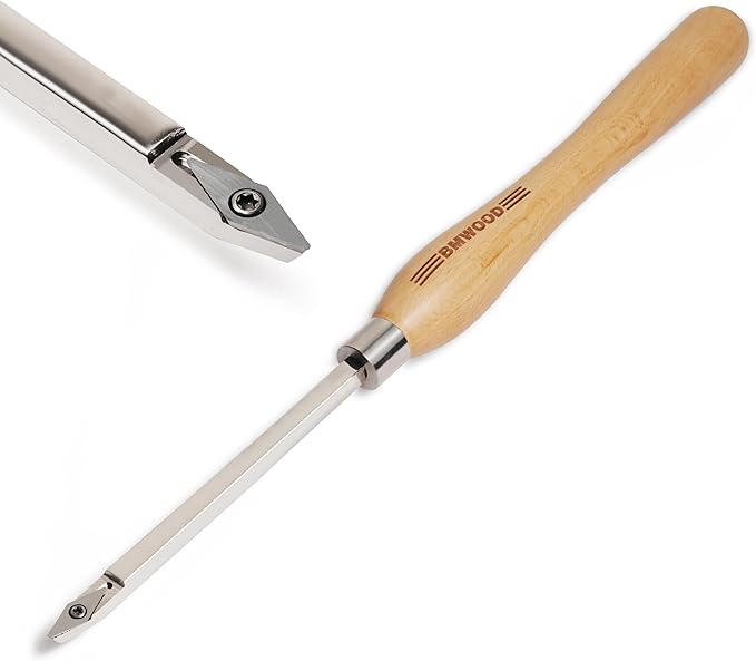 Overall length:18 3/4". Carbide Tipped Detailer Chisel For Woodturning, Beech handle length: 12 1/2", Tool bar length: 6 1/4", with 28 * 10 * 2.5mm-35°TCT DIAMOND BLADE.